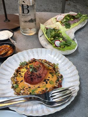 Tomato and taco’s  at Botànic in Mallorca