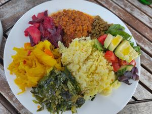 First time I've had a vegan platter with a salad and the salad had good avocado! at Kaffa Coffee in North London