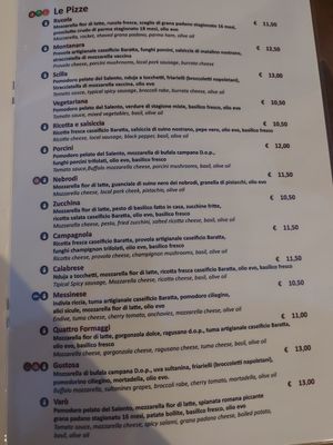 Pizza menu page 2 at La Napoletana in Taormina