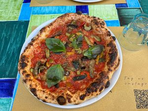 Pizza vegetariana  at La Napoletana in Taormina