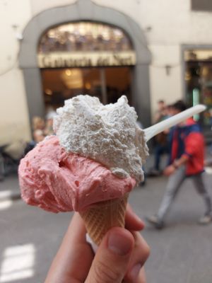 Strawberry & banana. 3€! at Gelateria Dei Neri in Florence