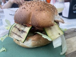 Vegano burger on menu  at Italianicius in Giardini-naxos