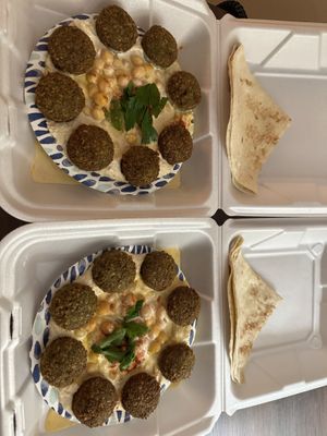 We got there late and they were sold out and closing up. We told the owner we’d be back tomorrow. He said hold up, let me treat you. He made us some fresh falafels with hummus  at The Falafel Spot in West Yellowstone