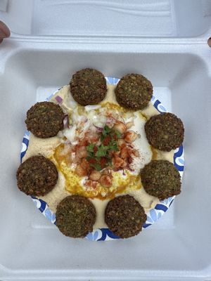 Hummus Falafel plate  at The Falafel Spot in West Yellowstone