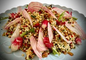 Salad of Fregola pasta with mixed summer vegetables  at Nonna Nini in Assisi
