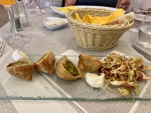 Samosas made from fava beans.  at Nonna Nini in Assisi