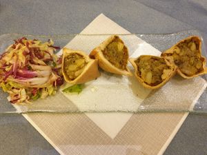 Samosas (minus yoghurt to make vegan) at Nonna Nini in Assisi