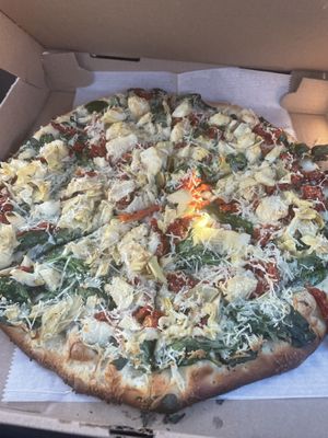 Margherita pizza with vegan cheese and no feta. 14 inch  at Red Barn Pizza in Eastham