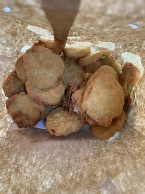 Fried pickles  at Red Barn Pizza in Eastham