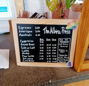 Coffee menu at The Albina Press in Portland