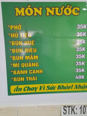 Menu at Diệu Thiện in Ho Chi Minh City