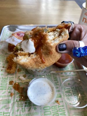 Halfway Finished - Yum 🤤 Sauce was Delightful 💕  at Next Level Burger - West Burnside in Portland