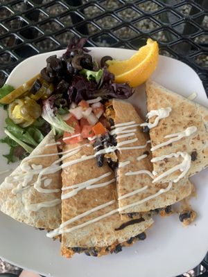Black bean quesidilla  at End of the Line Cafe in Pensacola