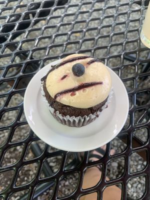 Gluten free chocolate blueberry cupcake  at End of the Line Cafe in Pensacola