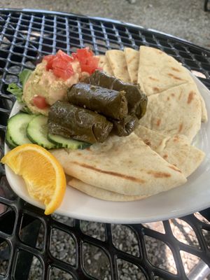 Dolmas and hummus   at End of the Line Cafe in Pensacola