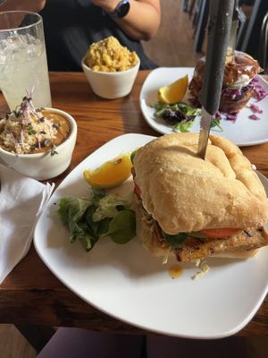 Muffuletta and gumbo! (Sriracha mac in the background)   at End of the Line Cafe in Pensacola