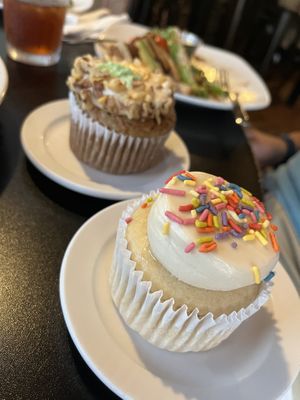 Carrot cake and vanilla cupcakes   at End of the Line Cafe in Pensacola