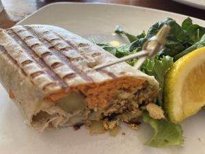 Breakfast burrito (only 1/2 burrito is pictured)  at End of the Line Cafe in Pensacola