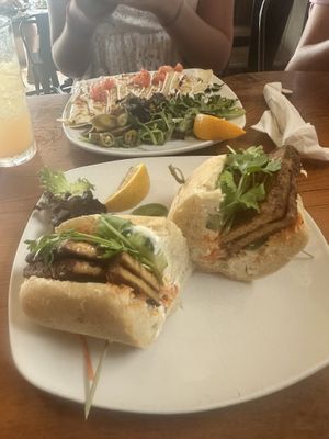 Banh mi sandwich and quesadilla  at End of the Line Cafe in Pensacola