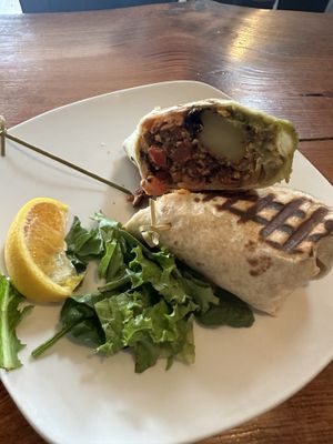 Breakfast burrito (one bite taken out)   at End of the Line Cafe in Pensacola