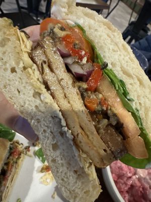 Sliced sandwich   at End of the Line Cafe in Pensacola