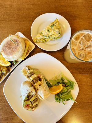 Breakfast burrito, feta and spinach scone, breakfast sandwich   at End of the Line Cafe in Pensacola