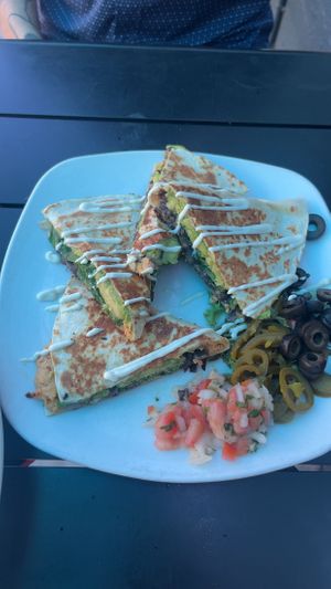 Black Bean Spinach Quesadilla, add guacamole  at End of the Line Cafe in Pensacola