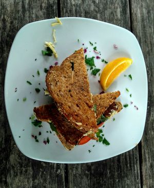 Tempeh caprese panini at End of the Line Cafe in Pensacola