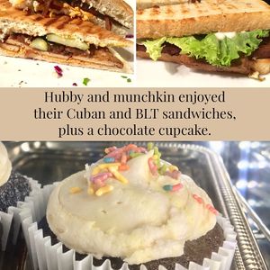 Vegan Cuban, BLT, and chocolate cupcake at End of the Line Cafe in Pensacola