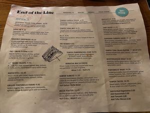 Menu  at End of the Line Cafe in Pensacola