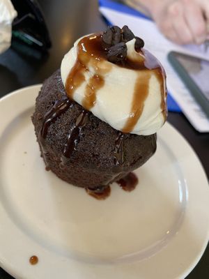 Mocha cupcake with strawberry balsamic glaze at End of the Line Cafe in Pensacola