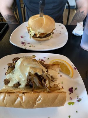 Philly and Memphis burger at End of the Line Cafe in Pensacola
