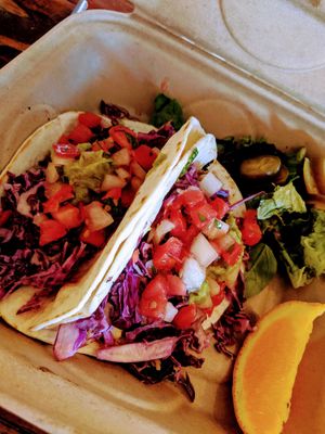 Jackfruit carnitas tacos at End of the Line Cafe in Pensacola