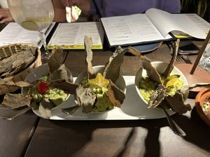 3 types of guacamole   at Tikua in Queretaro