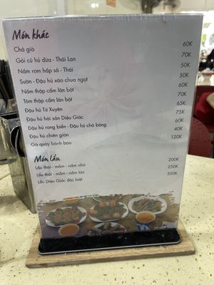 Menu   at Com Chay Dieu Giac in Ho Chi Minh City