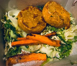 Chickpea burger--not as tasty as husband and I hoped... at Bemata 2 in Belgrade