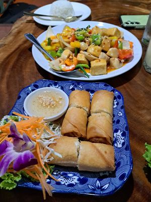 Spring rolls vegan at Chada Vegetarian Restaurant in Chiang Mai