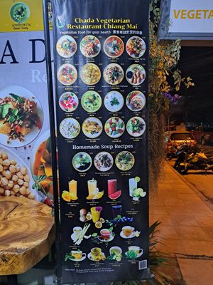 Karte at Chada Vegetarian Restaurant in Chiang Mai