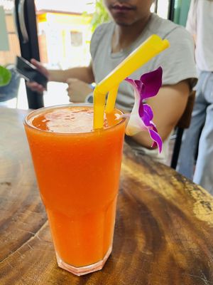 Papaya smoothie (skip. Maybe this is why everyone else got mango)  at Chada Vegetarian Restaurant in Chiang Mai