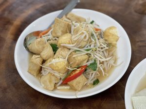 Fried tofu & bean sprouts - Cha-Da, Chiang Mai  at Chada Vegetarian Restaurant in Chiang Mai