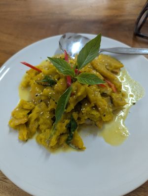 Pumpkin vegetables no egg at Chada Vegetarian Restaurant in Chiang Mai