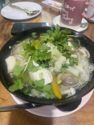 Pho soup   at Chada Vegetarian Restaurant in Chiang Mai