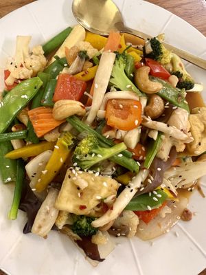 Stir fried veg and tofu   at Chada Vegetarian Restaurant in Chiang Mai