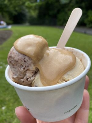 Salted caramel and cookies and cream with blondie topping   at Dae Ice  Cream in Dublin