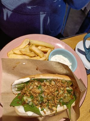 Chicken loaded not dog at Boca Boca Vegan Guilty Pleasure in Warsaw