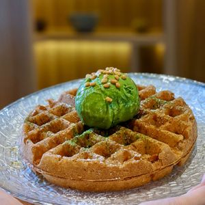 Waffles with Matcha Gelato at HVALA - Somerset in Central Singapore