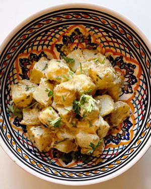 Creamy potato salad (vegan) at Verdeli in The Hague