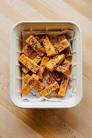 Our spicy Thai tofu is a staff favorite.  It's featured daily on our buffet.  at ANA Bar and Eatery in New York City