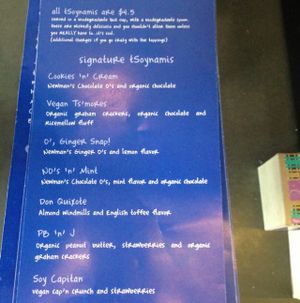 tsoynami menu! at nami Vegan Sweets in Phoenix