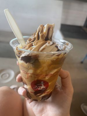 Pb & chocolate soft serve  at nami Vegan Sweets in Phoenix